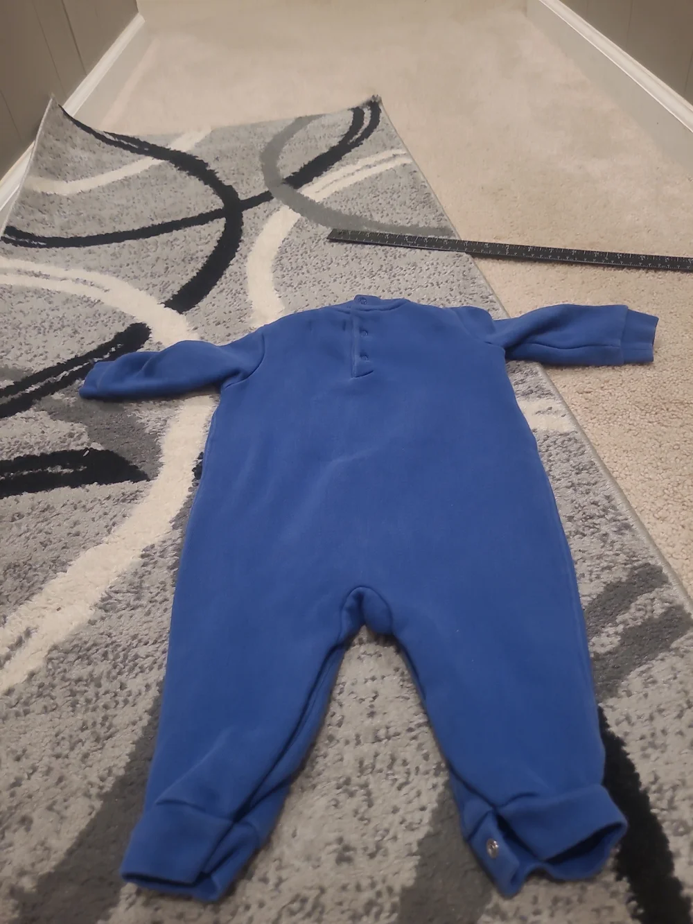 Ralph Lauren 9 Months Blue Polo Bear Sweatshirt Romper One Piece Outfit Jumpsuit